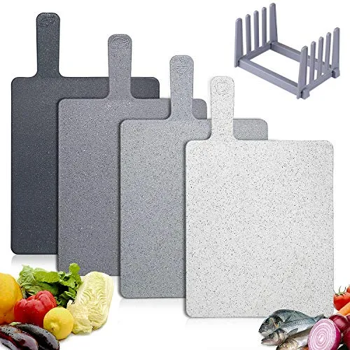 Hodekt Tagliere da Cucina Set di 4, Taglieri con Ripiano e Maniglia,...