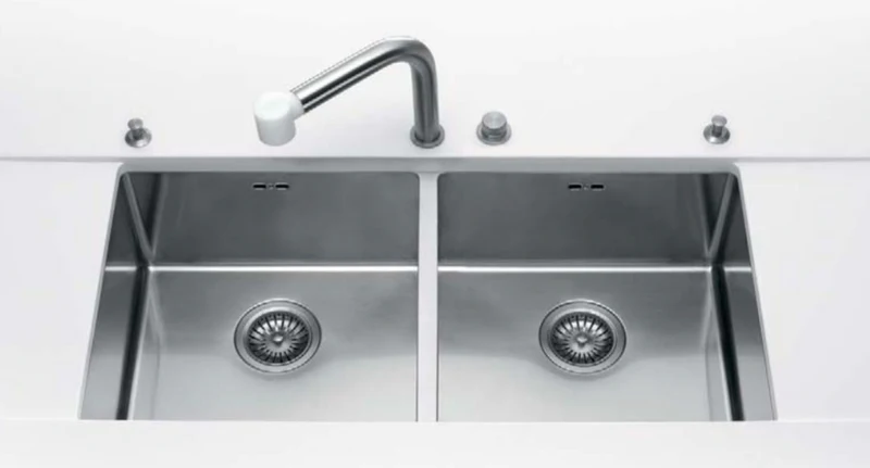 Ⓜ️🔵🔵🔵👌 Alpes LSR 83/2V - Lavello da sottopiano, raggio 12, 2 vasche, acciaio inox, 83,5cm