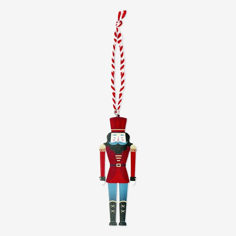 Hanging wooden nutcracker ornament