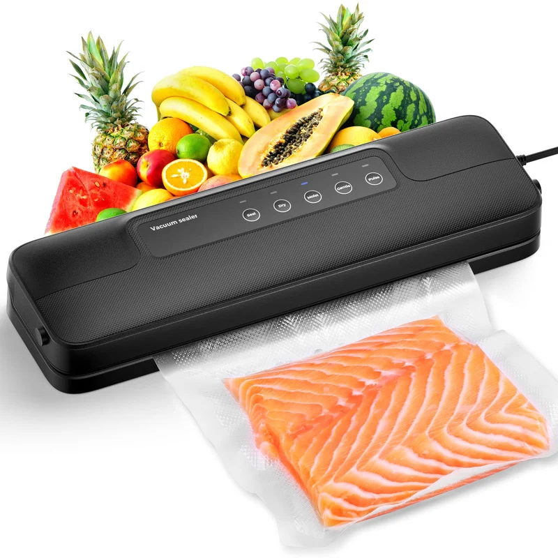 Vihoom Macchina Sottovuoto Alimenti 5 in 1, Automatica Sigillatore Sottovuoto Macchina per Alimenti Secchi che Umidi, con 10 Sachetti Sottovuoto e Tubo Sottovuoto