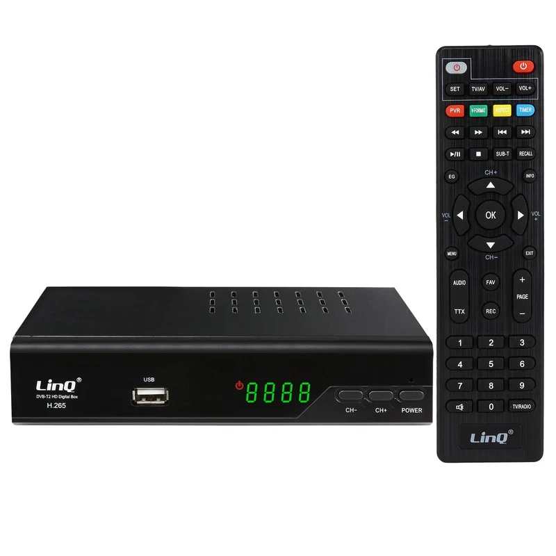 Decoder DVB-T2, HD 1080p H.265 HEVC Ricevitore Digitale Terrestre HDMI TV Stick 10 Bit 60 FPS, USB WiFi Supporto, SCART, Ethernet, Universal Remote Control