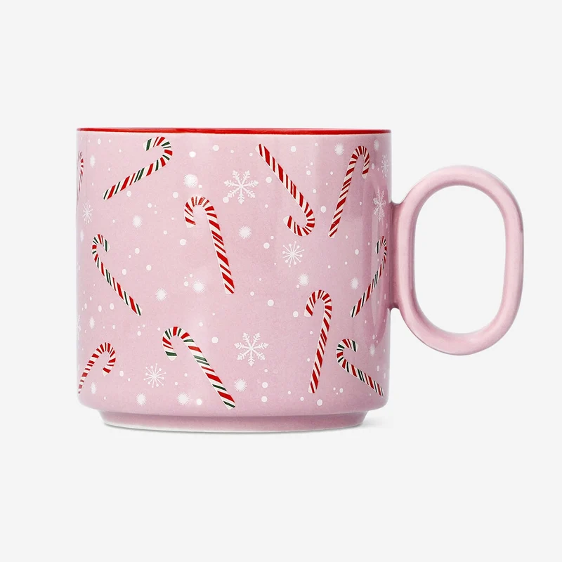 Pink mug with candy canes - 300 ml