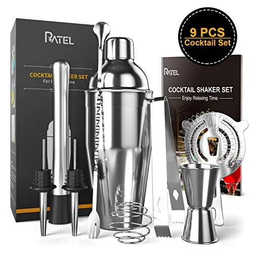 RATEL Set 9 Pezzi Cocktail, Shaker in Acciaio Inossidabile, 9 pcs