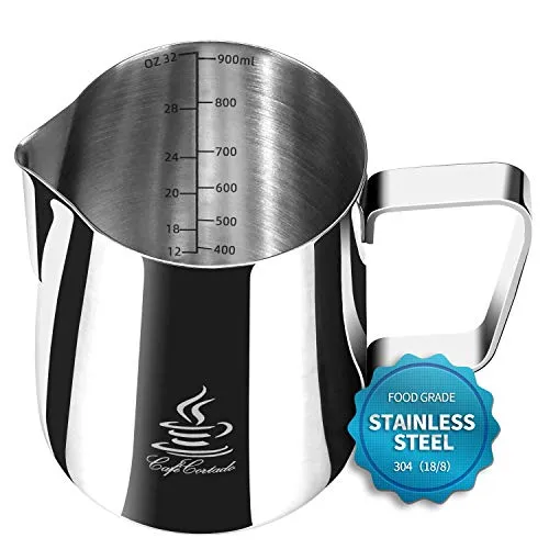FlamGen Bricco per Latte in Acciaio Inox, Brocca Schiuma di 900ml/32oz
