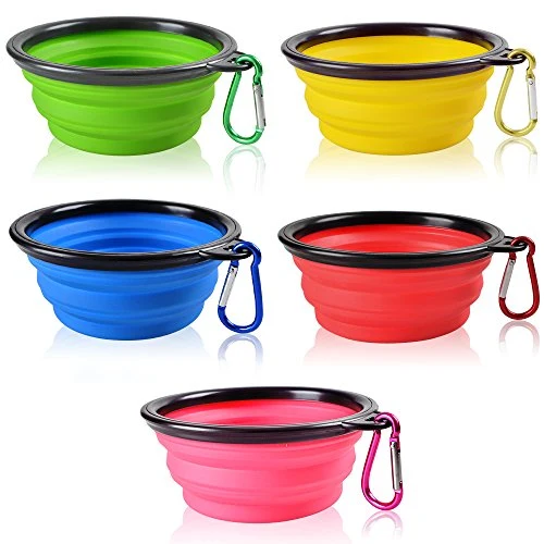SENHAI Pieghevole Viaggio Ciotole per Cani Gatti Animali Domestici, 5 Pack...