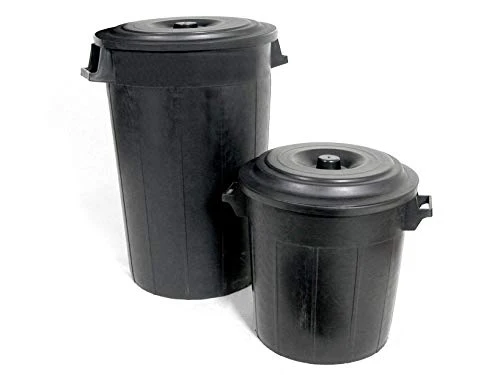 Stefanplast Bidone Immondizia con Coperchio, Plastica, Nero, 50 50 Litri