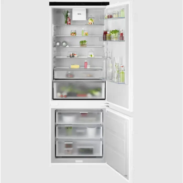 Frigorifero Aeg NSC8T751DS Serie 8000 combinato da incasso 375 litri, larghezza 75 cm, AI CoolAssist, Cooling 360°, TwinTech Total No Frost Plus
