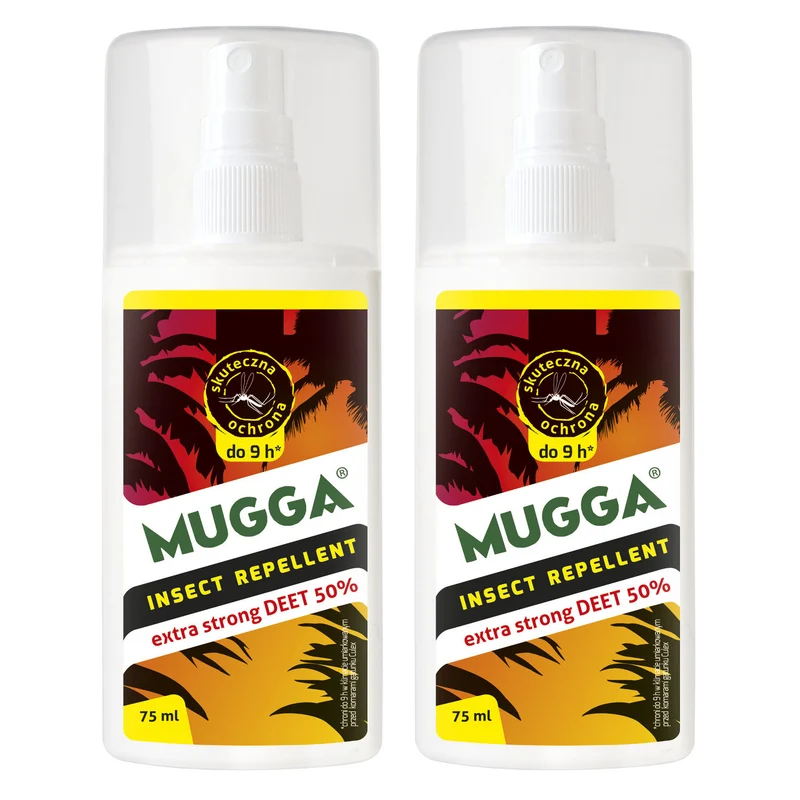 2x Mugga Spray 50% Deet repellente per insetti 75ml
