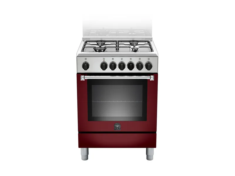 Ⓜ️🔵🔵🔵 LA GERMANIA AMN664EVIV/24 - Cucina 4 fuochi gas, forno elettrico singolo, 60x60 cm, Vino Opaco, Serie Americana, Classe A