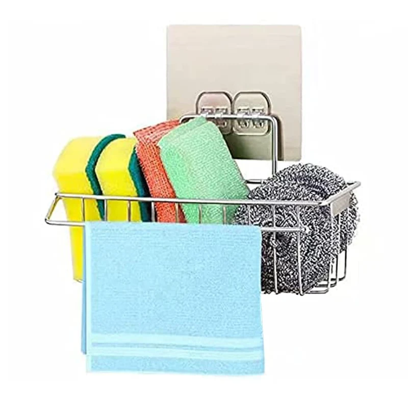 Gelanty Organizer per Lavello Cucina, Porta Spugna per Lavandino In Acciaio Inox, Autoadesivo, Non Necessita di Foratura Antiruggine (Standard)