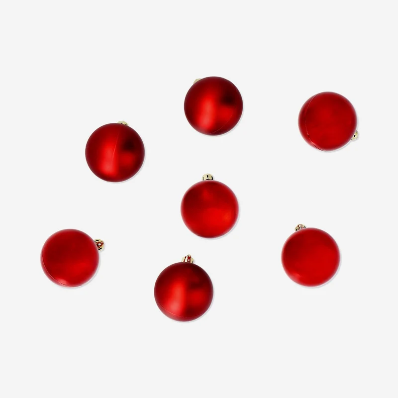 Red medium baubles in plastic - 16 pcs