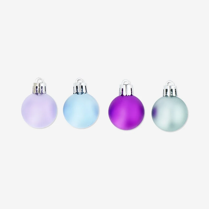 Small plastic baubles in pastel colours - 12 pcs