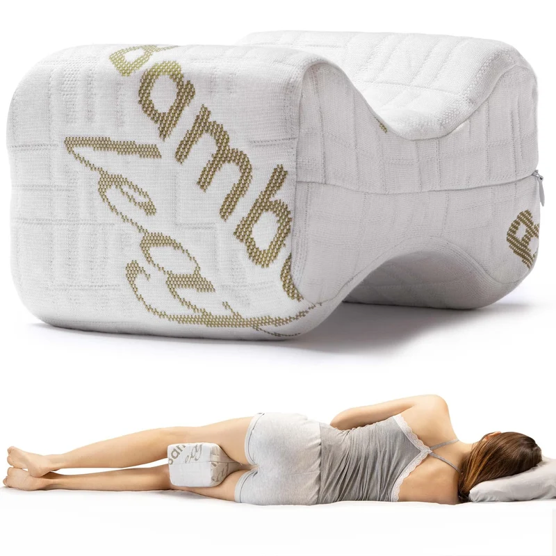 Cuscino per Gambe e Ginocchia per Dormire sul Fianco Riposa Di Lato Gambe e Schiena in Memory Foam e Bambù Supporto Ortopedico e Anatomico Lombare per Problemi Posturali Sfoderabile e Lavabile