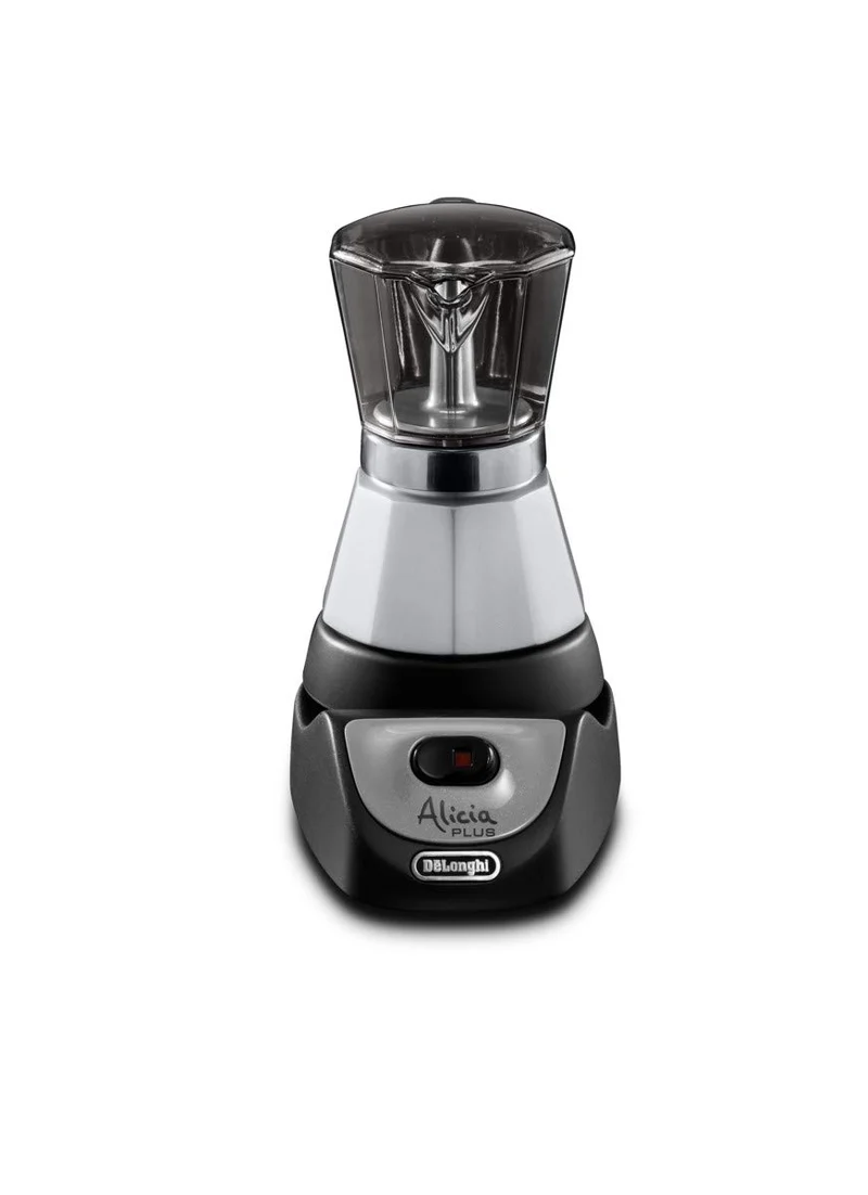 De'Longhi Alicia PLUS EMKM4.B Caffettiera Moka Elettrica 2-4 Tazze, 450 W, Nero/Argento