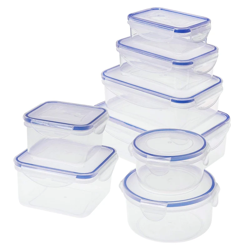 Set di Contenitori per Alimenti, Ermetica 8 Pezzi in Plastica Senza BPA,Adatto per Lavastoviglie,Congelatore,Microonde