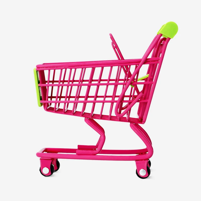Pink and green mini shopping cart