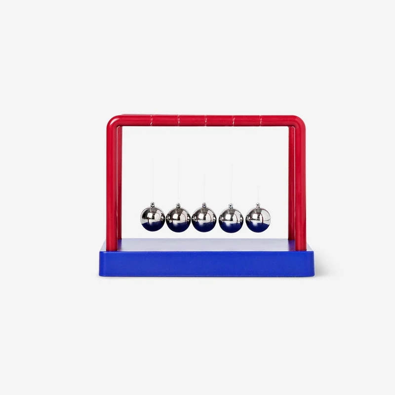 Blue and red Newton's cradle