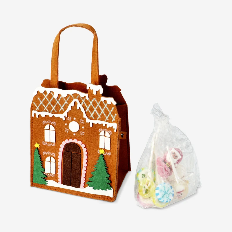 Gingerbread house felt bag with sweets