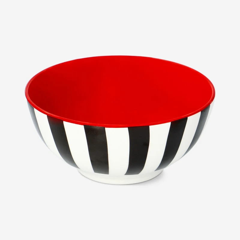 Stripy bowl with red colour inside - 14 cm