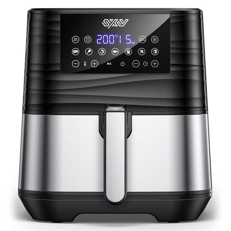 Innsky Friggitrice ad Aria 5,5 Litri, 1700W Friggitrice ad Aria Calda con 11 Programmi, Air Fryer con Funzione di Preriscaldamento, Sbrinamento, Keep Warm, Ricette Italiane