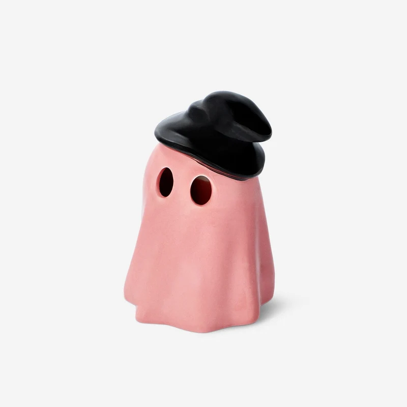 Pink luminious ghost with hat - 13 cm