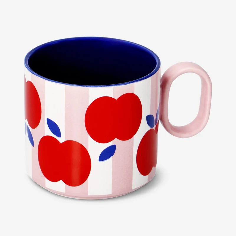 Stripy mug with apples - 300 ml