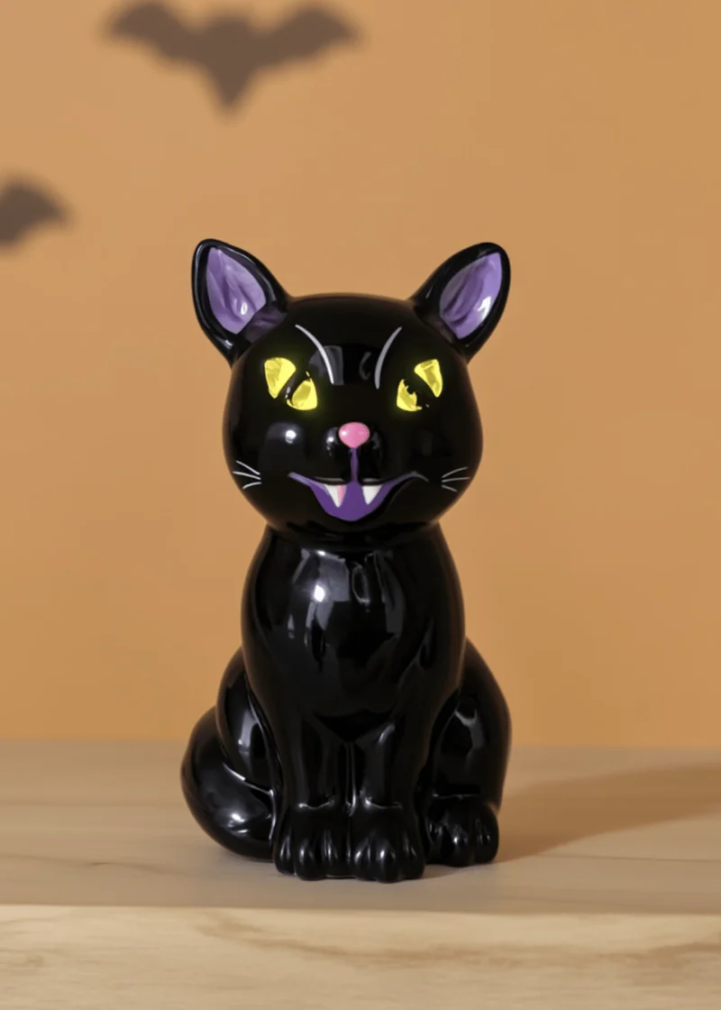 Glowing ceramic cat