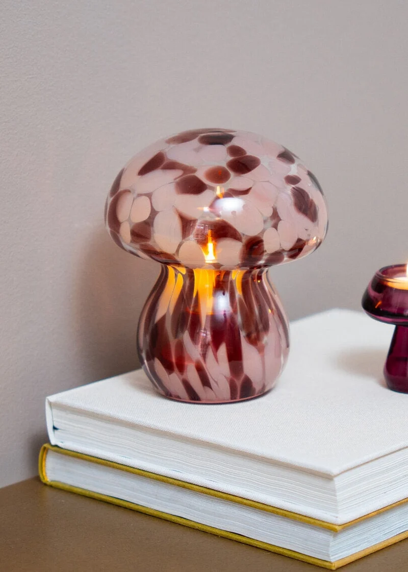 Cosy lamp - Glass mushroom with dots