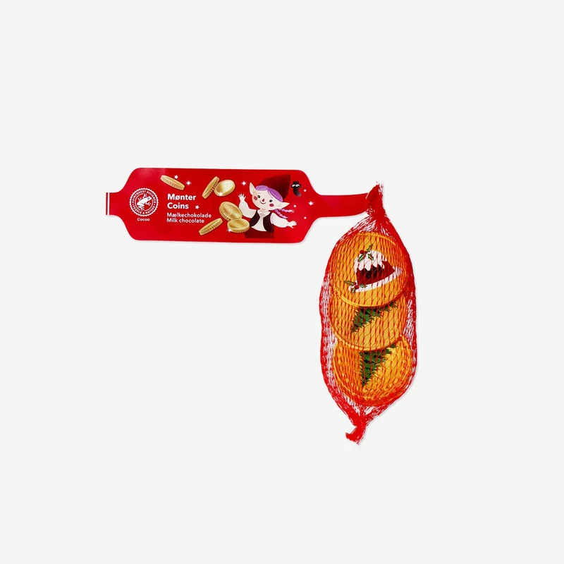 Christmas chocolate coins in net