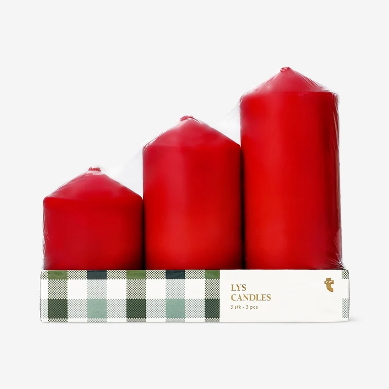 Red pillar candles - 3 pcs