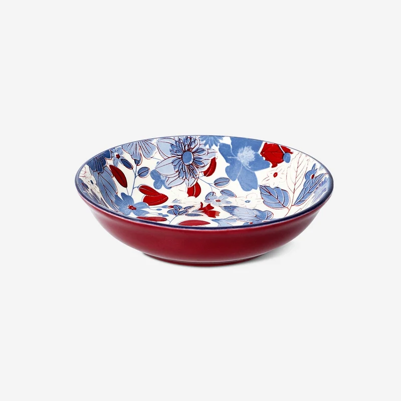 Floral ceramic low bowl - 14 cm