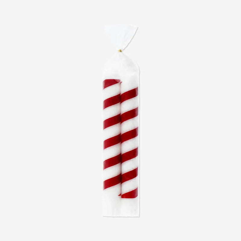 Candy cane dinner candles - 2 pcs