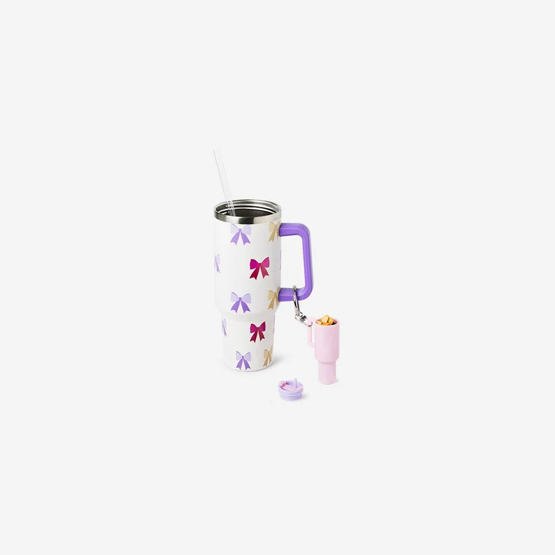 Snack container key ring for tumbler