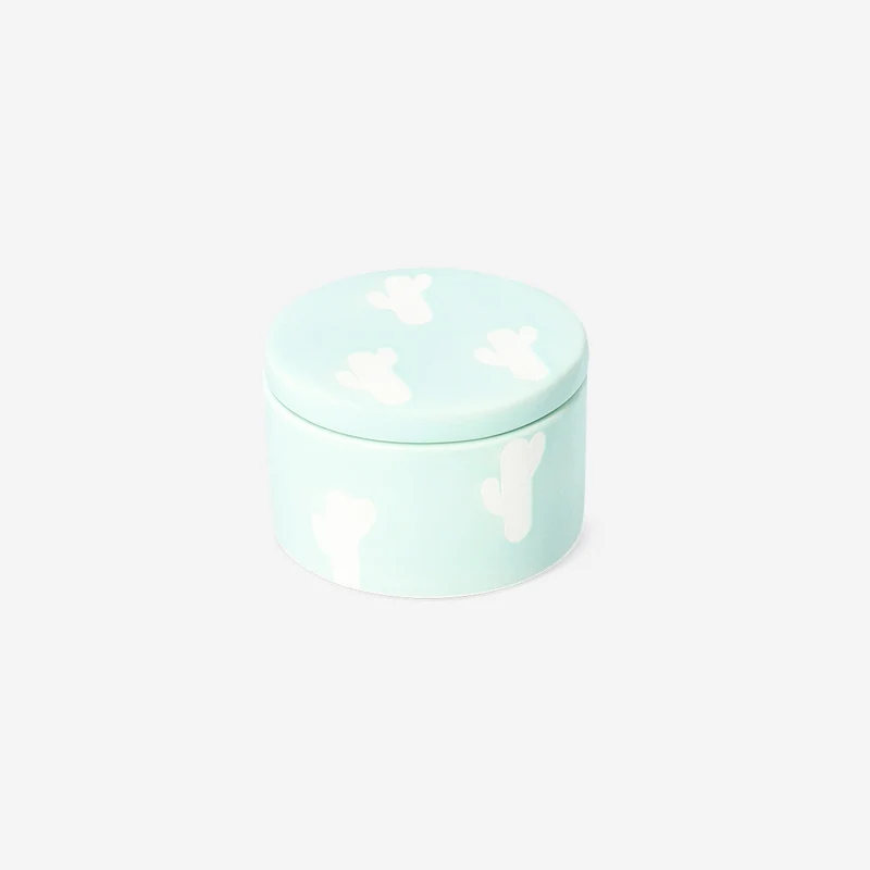Ceramic jar with cactus print