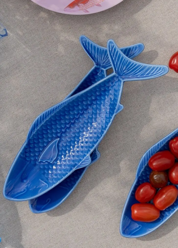 Blue fish serving plate - 26 cm
