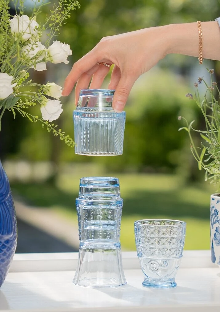 Blue fish drinking glasses - 4 pcs