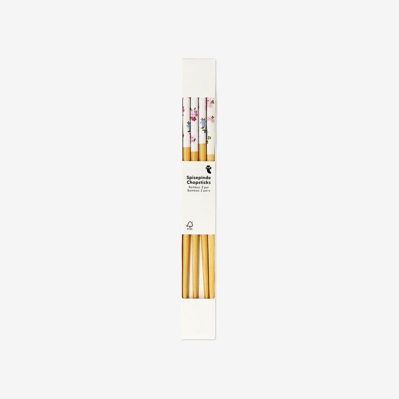 Bamboo chopsticks with blossom print - 2 pcs