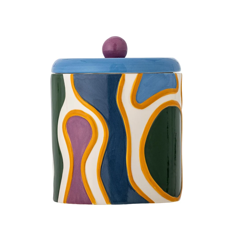 Salacia Gefäß mit Deckel, Bunt, Steingut