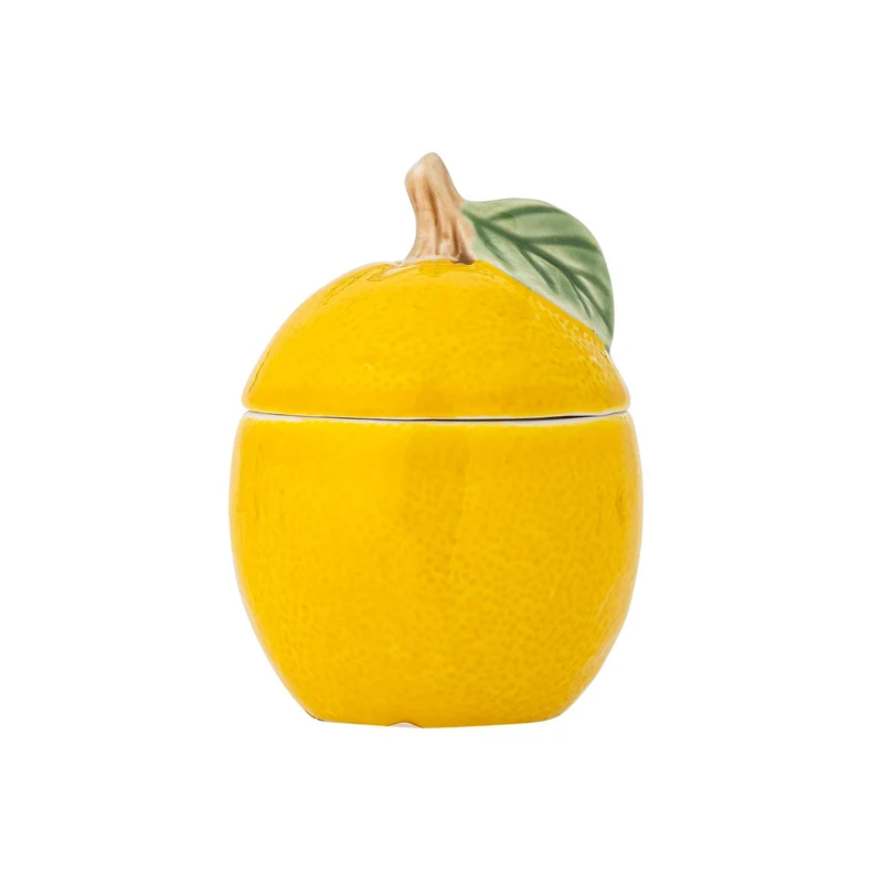 Limone Gefäss mit Deckel, Gelb, Steingut