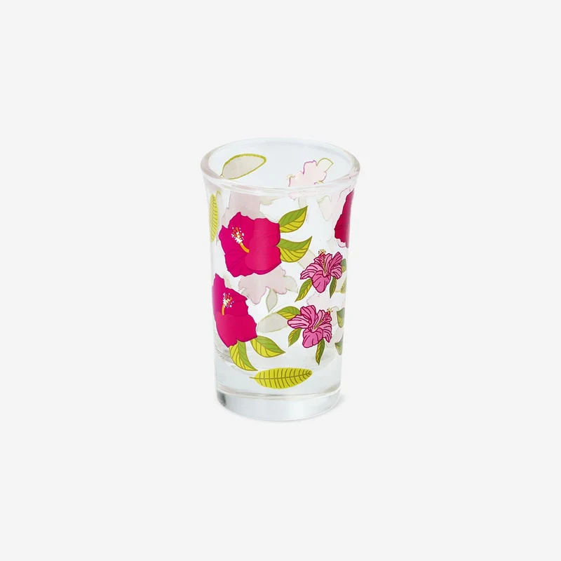 Mini drinking glass with tropical print