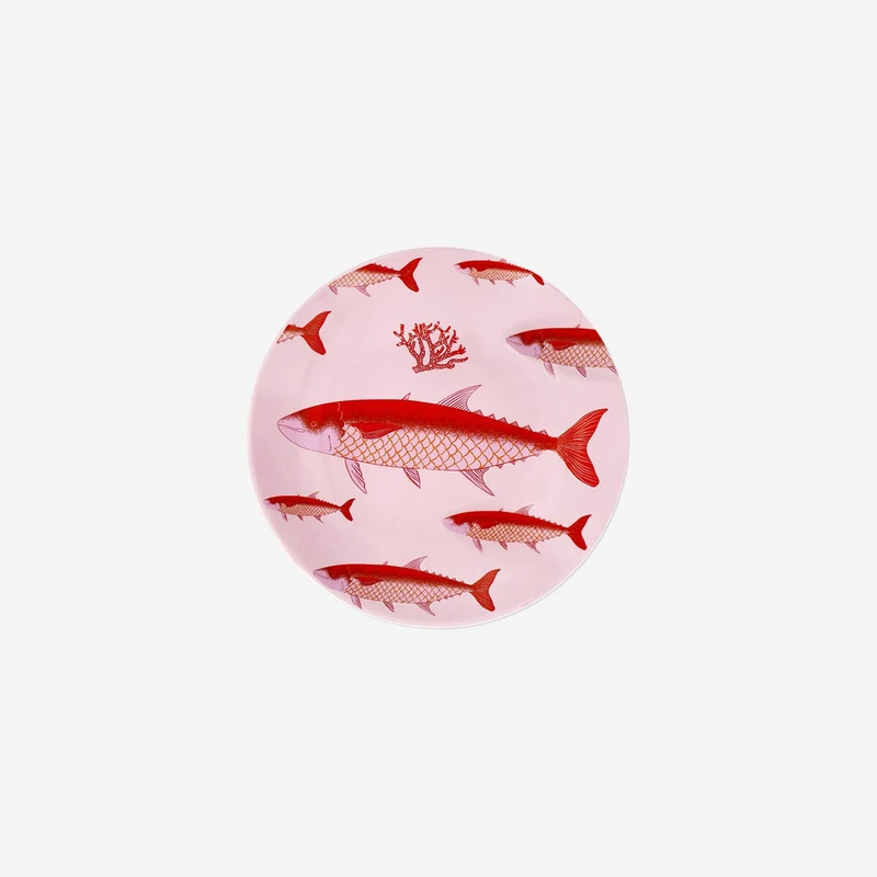 Plate with pink fish print - 20 cm