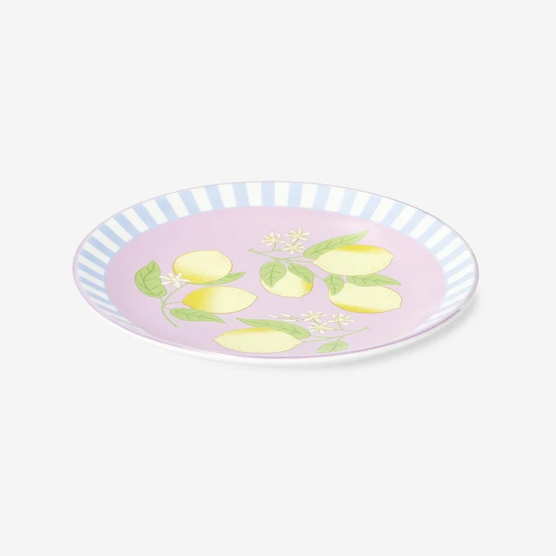 Plate with lemons and stripes - 16 cm