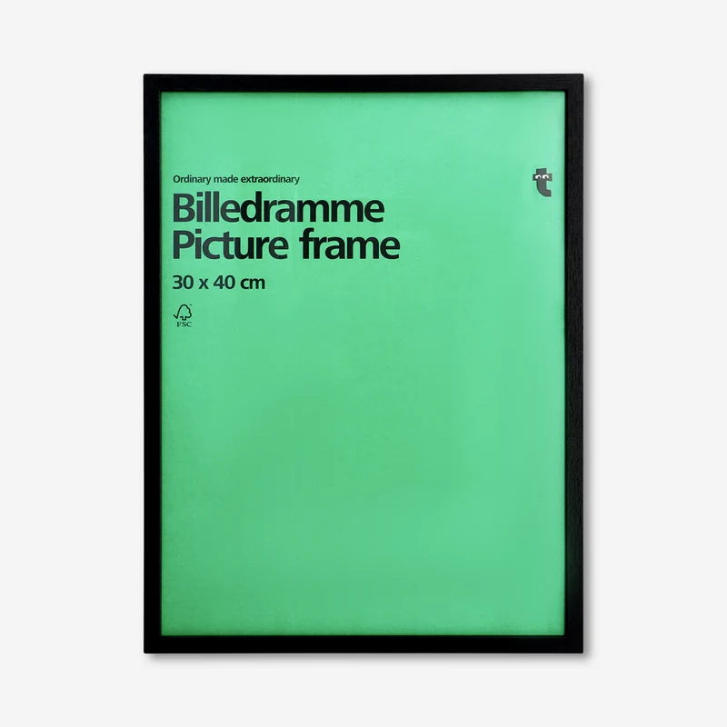 Black wood picture frame - 30x40 cm