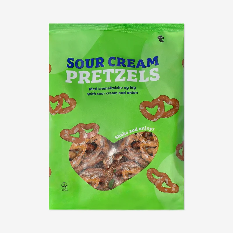 Heart pretzels - Sour cream and onion flavour