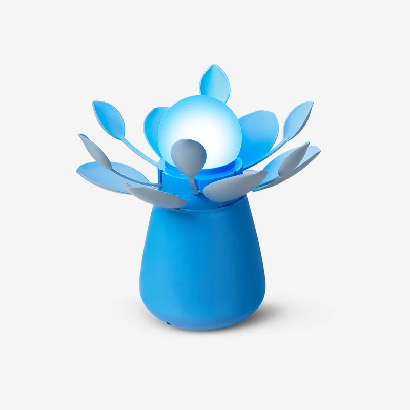 Glowing blue flower lamp that moves