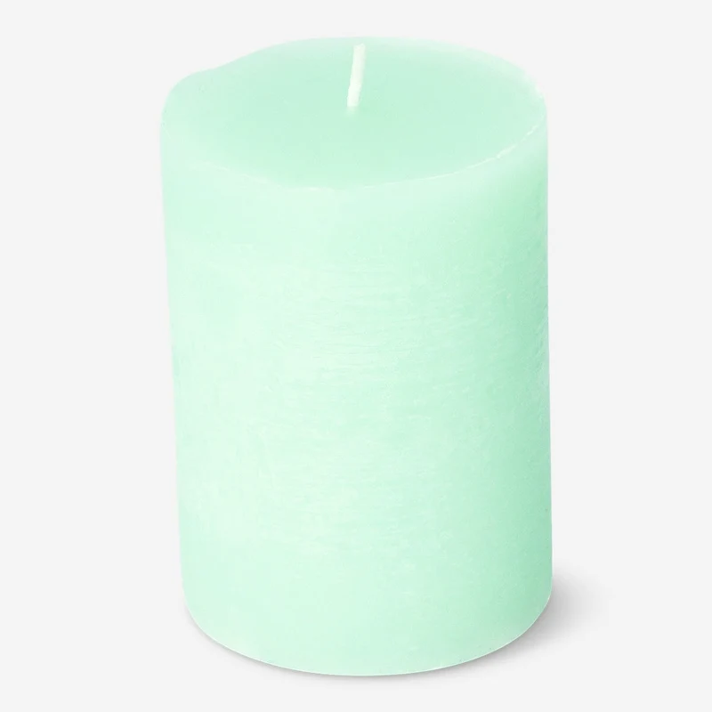 Rustic green pillar candle - 8 cm