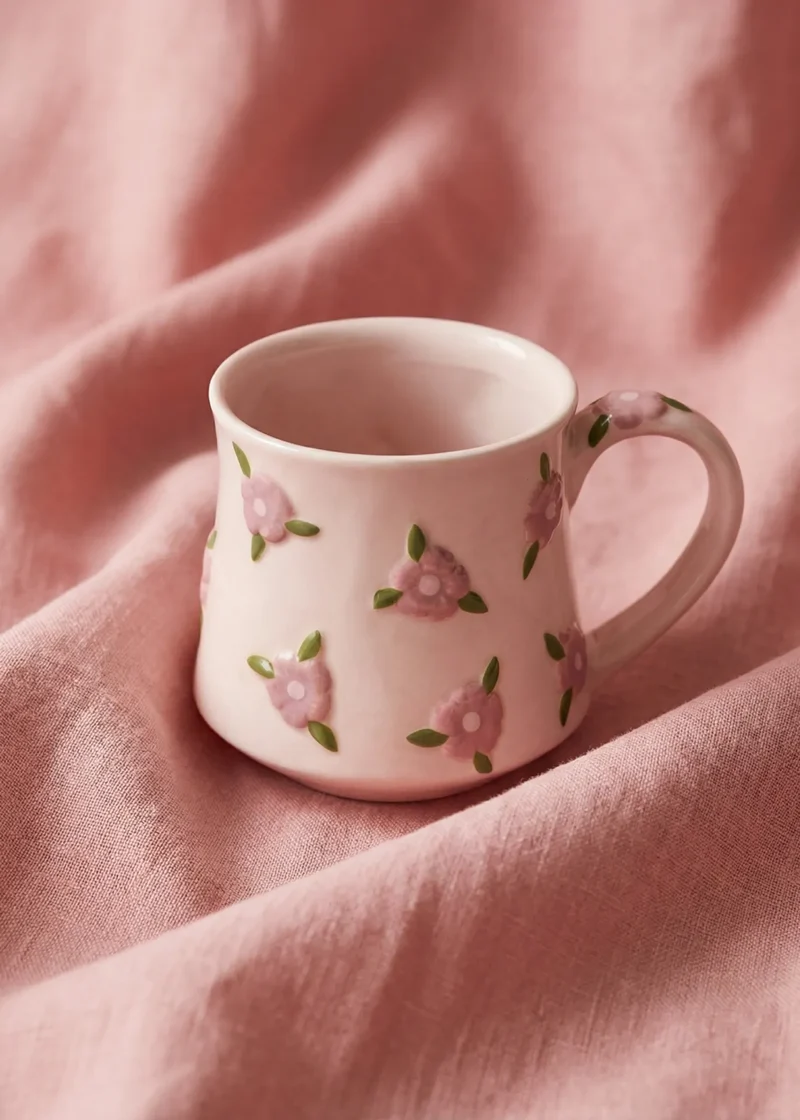 Mug with embossed cherry blossoms - 320 ml