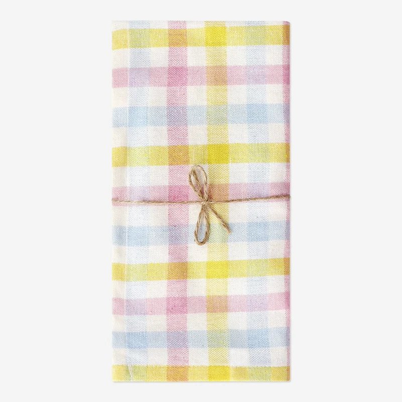 Fabric napkins with multi coloured checks - 2 pcs