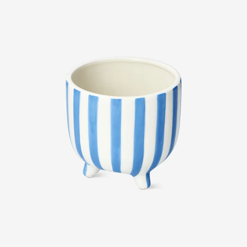 Blue striped flowerpot