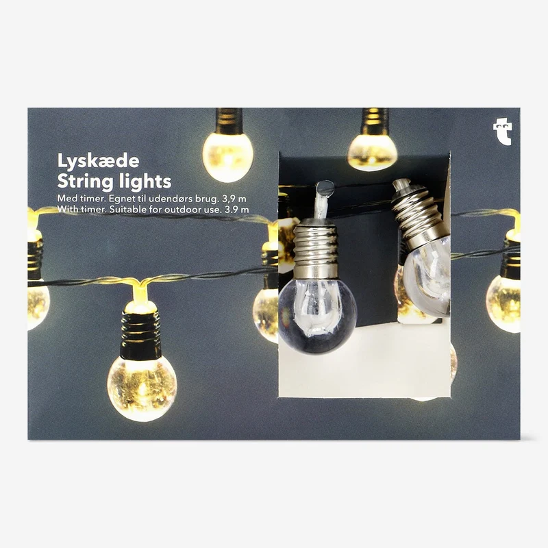 Outdoor string lights with clear bulbs - 390 cm